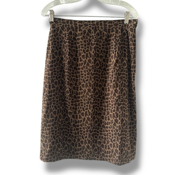 Colette Mordo for Sadimara Brown Leopard Print Skirt Women's Size 8 Office EUC - Picture 1 of 13